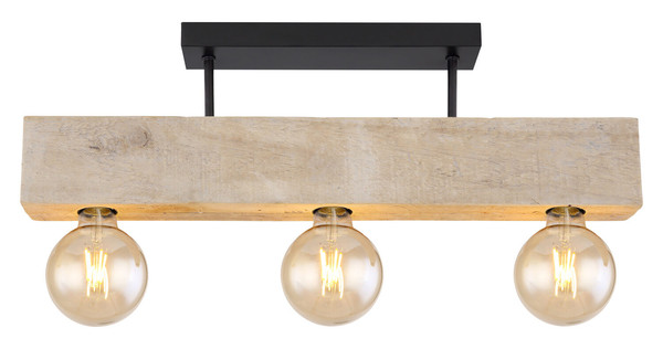 Globo Adalie E27 Deckenleuchte 3-fach 60W Schwarz Matt, Metall 19cm 15455-3D