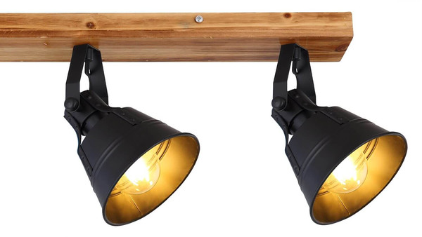 Globo Strahler Günther 4-flammig E27 Braun schwarz matt Holz Metall 82x24cm