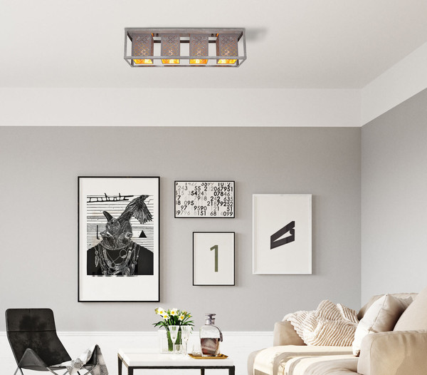 Globo Thomas E27 Deckenleuchte 4-fach 25W Silberfarben, Metall 22,5cm 15498-4D