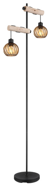 Globo Paulo E27 Stehleuchte 2-fach 15W Schwarz Matt, Metall Ø13cm 15534S