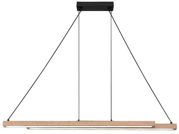 Globo LED Pendelleuchte Grekkie 40W dimmbar Fernbedienung CCT warm-/tageslichtweiss Schwarz matt Holzoptik dunkel Metall MDF 171x120cm