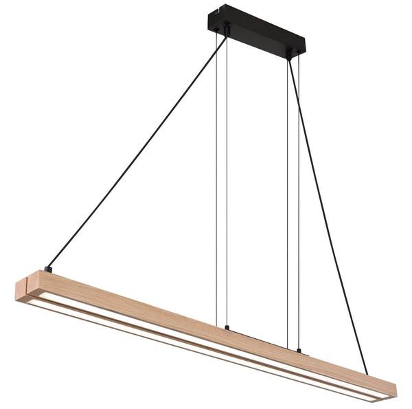 Globo LED Pendelleuchte Grekkie 40W dimmbar Fernbedienung CCT warm-/tageslichtweiss Schwarz matt Holzoptik dunkel Metall MDF 171x120cm