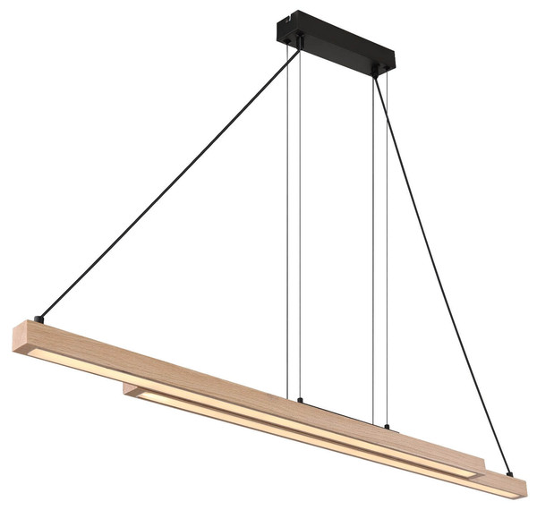 Globo LED Pendelleuchte Grekkie 40W dimmbar Fernbedienung CCT warm-/tageslichtweiss Schwarz matt Holzoptik dunkel Metall MDF 171x120cm