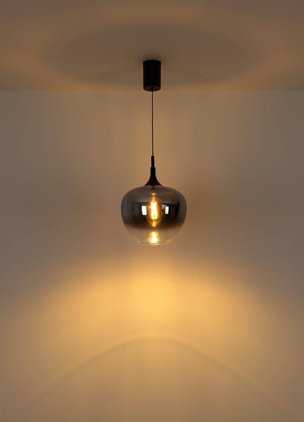 Globo Pendelleuchte Maxy E27 Schwarz matt rauchfarben Metall Glas Ø29cm