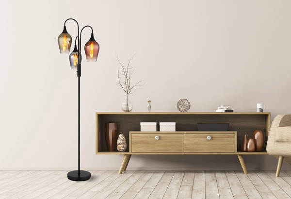 Globo Lavus E27 Stehleuchte 3-fach 40W Schwarz Matt, Metall Ø15cm 15552-3S