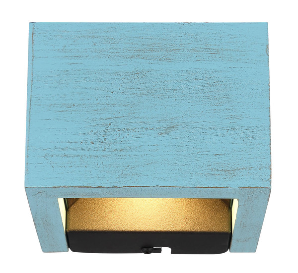 Globo Alina LED Wandleuchte 8W Warmweiß Blau Antik, Mdf 9,8cm 15553W1B