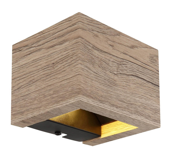Globo LED Wandleuchte Alina 8W warmweiss Holzoptik dunkel MDF 13x10cm