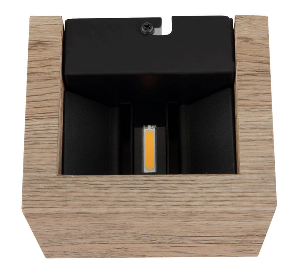 Globo LED Wandleuchte Alina 8W warmweiss Holzoptik dunkel MDF 13x10cm