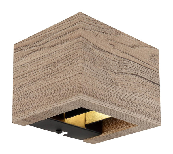 Globo LED Wandleuchte Alina 8W warmweiss Holzoptik dunkel MDF 13x10cm
