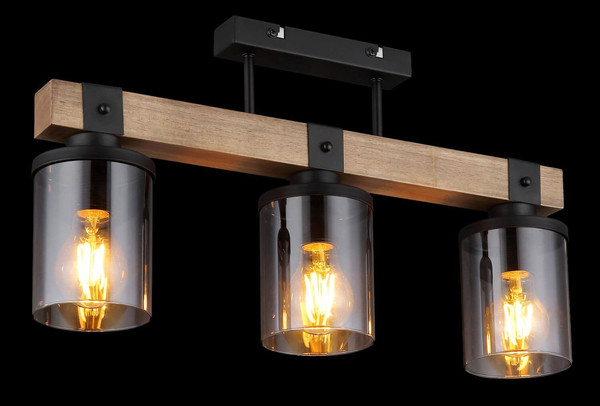 Globo Deckenleuchte Lila 3-flammig E27 Schwarz matt rauchfarben Metall Glas 52x29cm