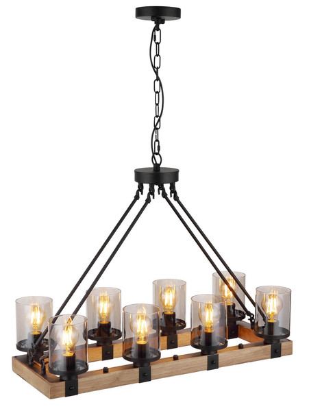 Globo Lila E27 Hängeleuchte 8-fach 60W Schwarz Matt, Metall Ø12cm 15555-8H