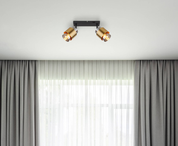 Globo Milley E27 Strahler 2-fach 40W Schwarz Matt, Metall Ø10cm 15560-2