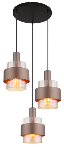 Globo Milley E27 Hängeleuchte 3-fach 60W Schwarz Matt, Metall Ø14cm 15560-3HA