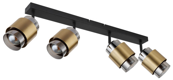 Globo Milley E27 Strahler 4-fach 40W Schwarz Matt, Metall Ø10cm 15560-4