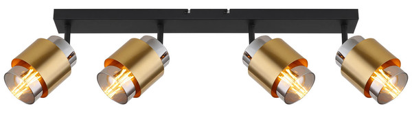 Globo Milley E27 Strahler 4-fach 40W Schwarz Matt, Metall Ø10cm 15560-4