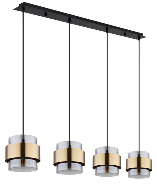 Globo Milley E27 Hängeleuchte 4-fach 60W Schwarz Matt, Metall Ø18cm 15560-4H