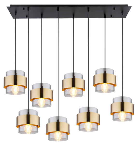 Globo Milley E27 Hängeleuchte 8-fach 60W Schwarz Matt, Metall Ø18cm 15560-8H