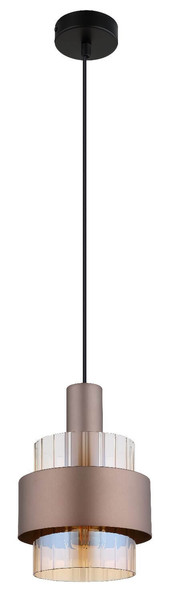 Globo Pendelleuchte Milley E27 Schwarz matt amber Metall Glas Ø18,5cm