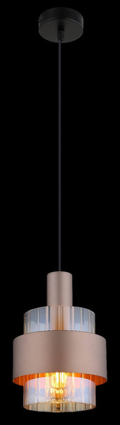 Globo Pendelleuchte Milley E27 Schwarz matt amber Metall Glas Ø18,5cm