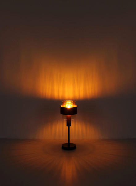 Globo Tischleuchte Milley E27 Schwarz matt amber Metall Glas Ø18,5cm