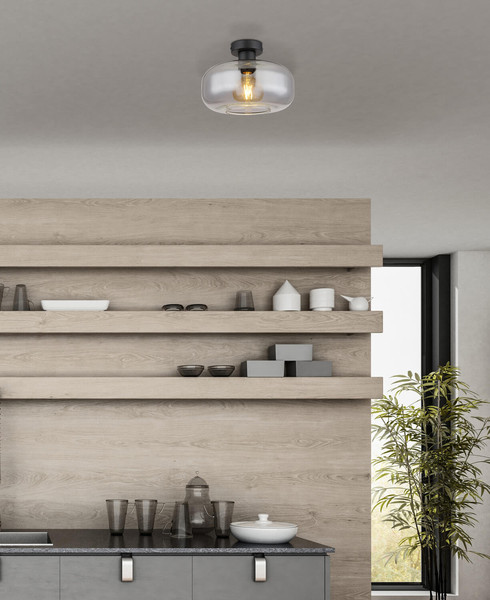 Globo Giuseppe E27 Deckenleuchte 40W Schwarz Matt, Metall Ø28cm 15566D