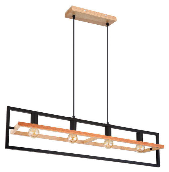 Globo Erica E27 Hängeleuchte 4-fach 40W Dunkelbraun, Holz 150cm 15575-4H