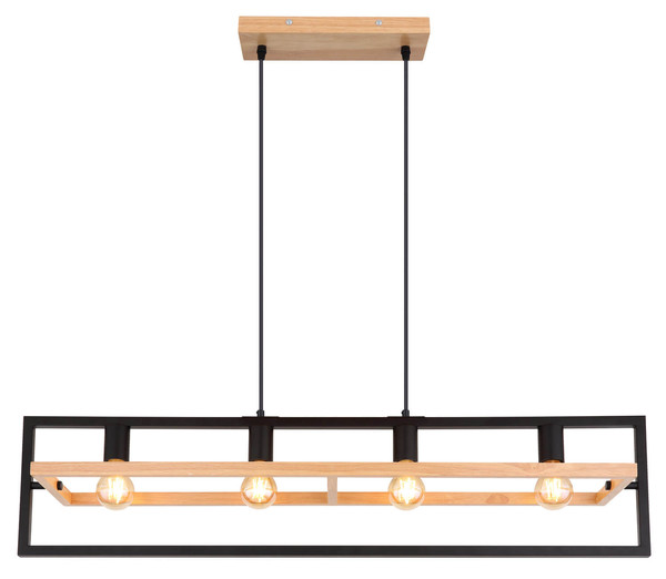 Globo Erica E27 Hängeleuchte 4-fach 40W Dunkelbraun, Holz 150cm 15575-4H