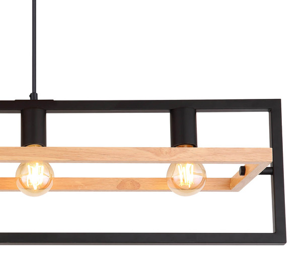 Globo Erica E27 Hängeleuchte 4-fach 40W Dunkelbraun, Holz 150cm 15575-4H