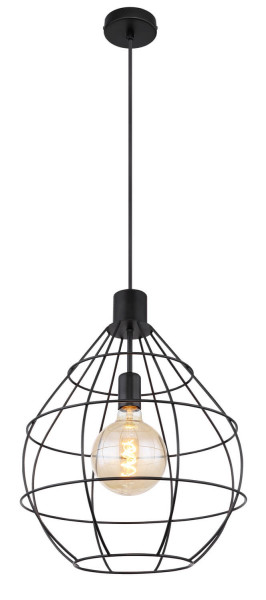 Globo Edwin E27 Hängeleuchte 60W Schwarz, Metall Ø37cm 15588H