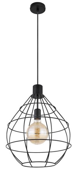 Globo Edwin E27 Hängeleuchte 60W Schwarz, Metall Ø37cm 15588H