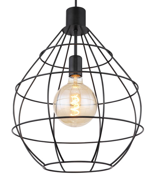 Globo Edwin E27 Hängeleuchte 60W Schwarz, Metall Ø37cm 15588H