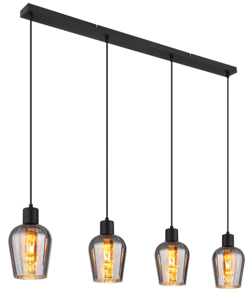 Globo Ryan E27 Hängeleuchte 4-fach 40W Schwarz Matt, Metall Ø13,5cm 15627-4