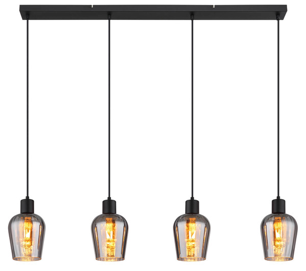 Globo Ryan E27 Hängeleuchte 4-fach 40W Schwarz Matt, Metall Ø13,5cm 15627-4