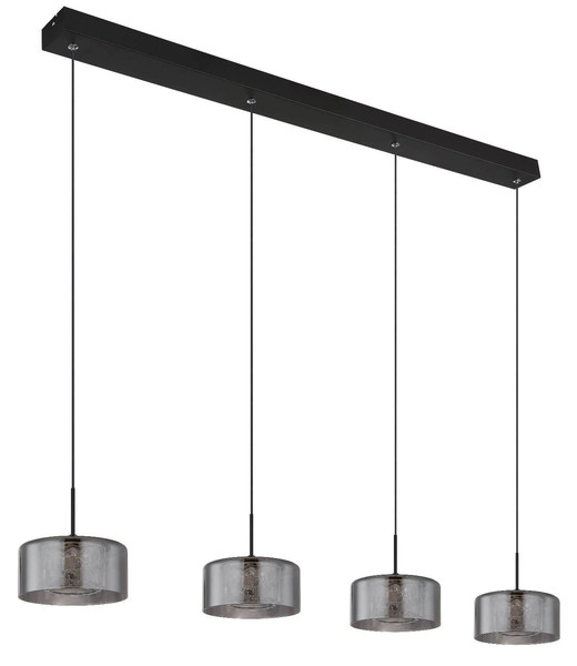 Globo LED Pendelleuchte Fogsy 32W neutralweiss Schwarz matt rauchfarben Metall Glas 150x105cm