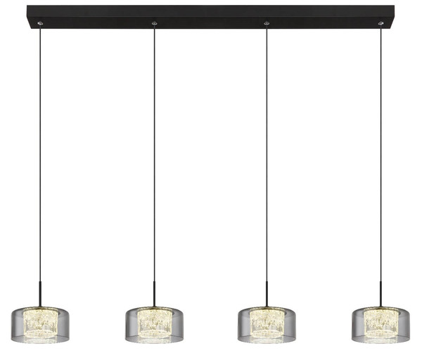 Globo LED Pendelleuchte Fogsy 32W neutralweiss Schwarz matt rauchfarben Metall Glas 150x105cm