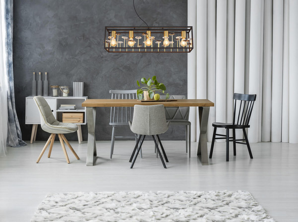 Globo Lisbon E27 Hängeleuchte 5-fach 40W Schwarz Matt, Metall 120cm 15644H1