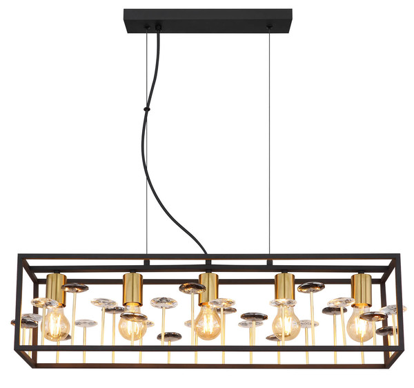 Globo Lisbon E27 Hängeleuchte 5-fach 40W Schwarz Matt, Metall 120cm 15644H1