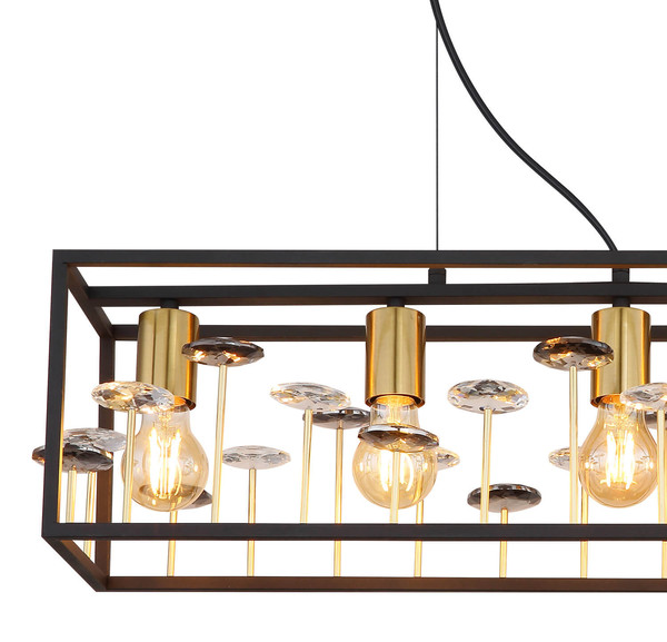 Globo Lisbon E27 Hängeleuchte 5-fach 40W Schwarz Matt, Metall 120cm 15644H1