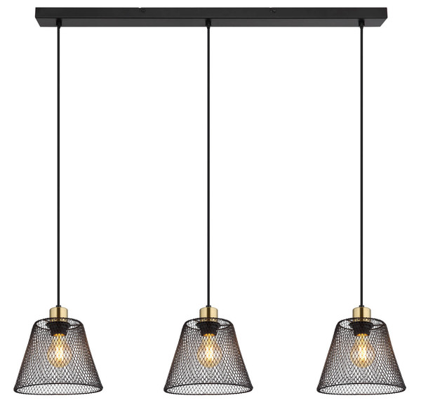 Globo Baku E27 Hängeleuchte 3-fach 40W Schwarz Matt, Metall Ø20cm 15646-3H