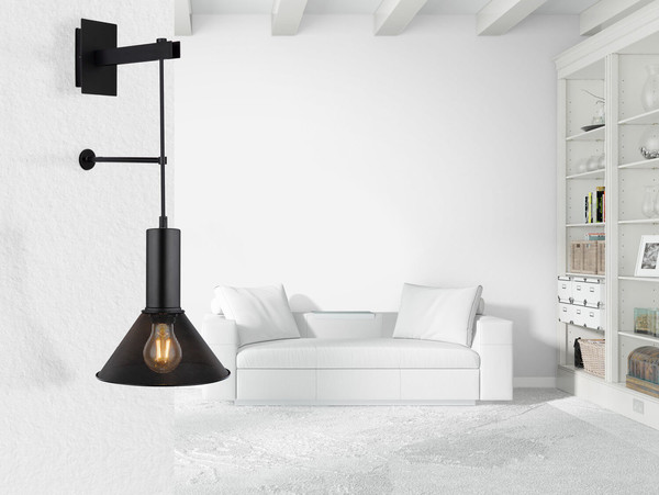 Globo Jedd E27 Wandleuchte 60W Schwarz Matt, Metall Ø21cm 15648W1