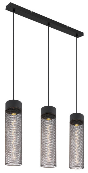 Globo Hans E27 Hängeleuchte 3-fach 40W Schwarz Matt, Metall Ø9,5cm 15649-3H