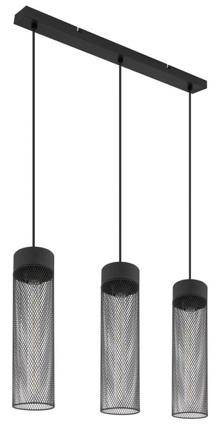 Globo Hans E27 Hängeleuchte 3-fach 40W Schwarz Matt, Metall Ø9,5cm 15649-3H