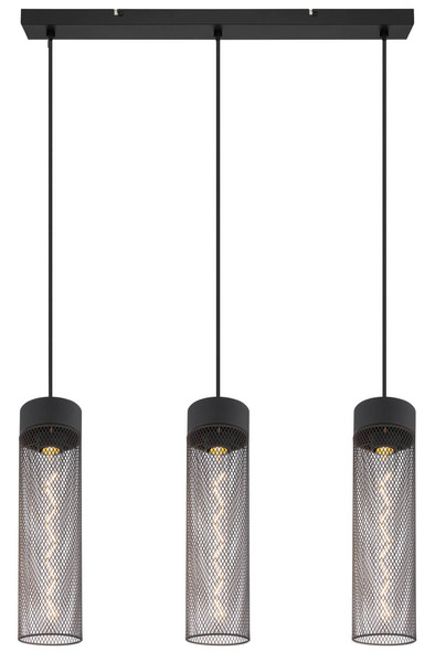 Globo Hans E27 Hängeleuchte 3-fach 40W Schwarz Matt, Metall Ø9,5cm 15649-3H