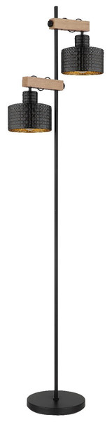 Globo Stehleuchte Rielly 2-flammig E27 Schwarz matt Metall 168cm