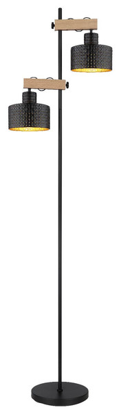 Globo Stehleuchte Rielly 2-flammig E27 Schwarz matt Metall 168cm