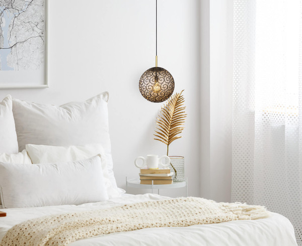 Globo Fitz E27 Hängeleuchte 9W Schwarz Matt, Metall Ø35cm 15659H1