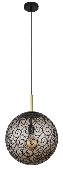 Globo Fitz E27 Hängeleuchte 9W Schwarz Matt, Metall Ø35cm 15659H1