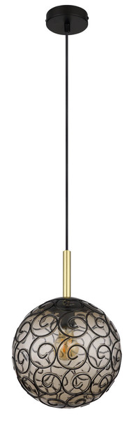 Globo Fitz E27 Hängeleuchte 9W Schwarz Matt, Metall Ø25cm 15659H