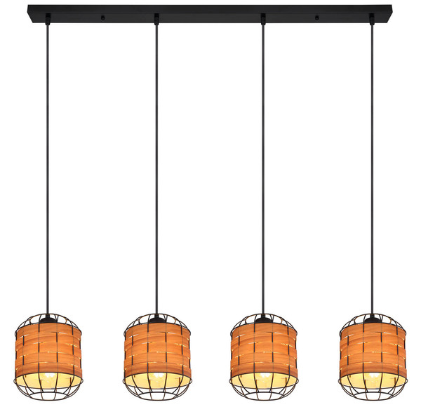 Globo Elmar E27 Hängeleuchte 4-fach 60W Schwarz Matt, Metall Ø18cm 15665-4H