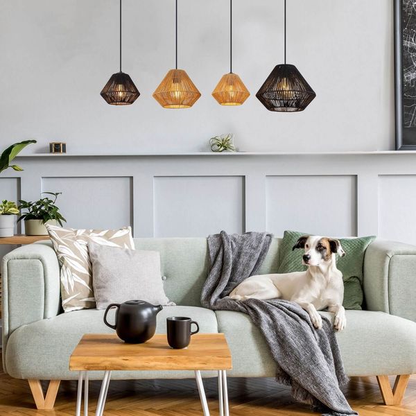 Globo Houdini E27 Hängeleuchte 4-fach Schwarz Matt, Metall 120cm 15694-4H